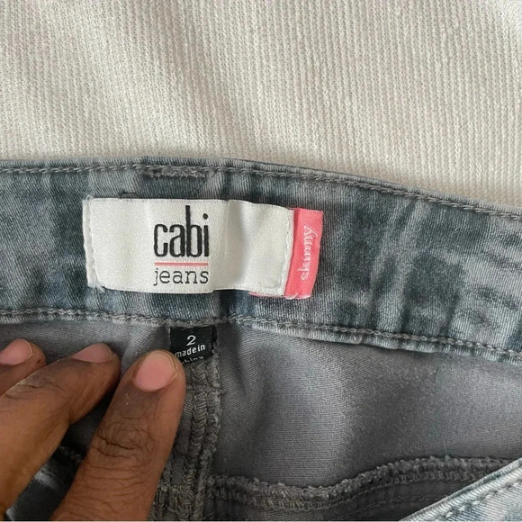 CAbi tie dyed grid curvy skinny jeans blue/grey pants 2 - Picture 4 of 5